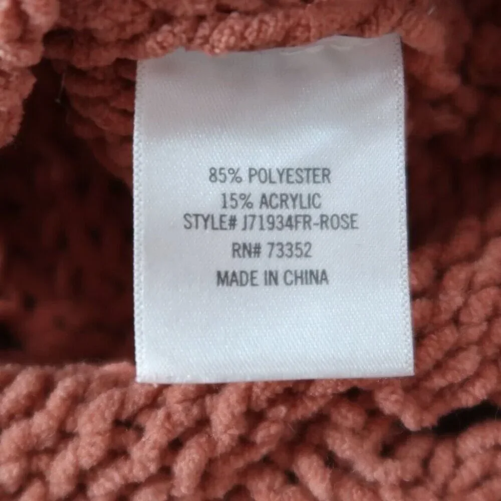 Alya Sweater Womens L Orange Chunky Knit Cropped Crewneck Long Sleeve Pullover - Picture 10 of 15